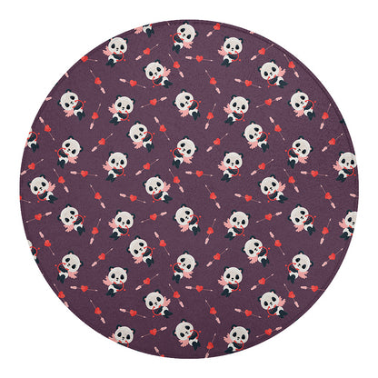 Cute Panda Cupid Valentine Pattern Print Round Blanket