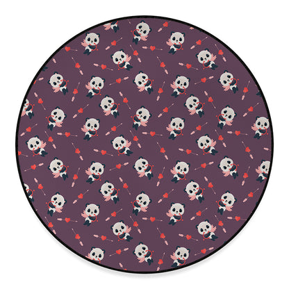 Cute Panda Cupid Valentine Pattern Print Round Floor Mat