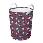 Cute Panda Cupid Valentine Pattern Print Round Laundry Basket
