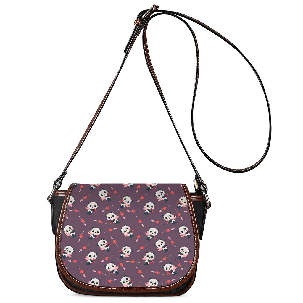 Cute Panda Cupid Valentine Pattern Print Saddle Bag