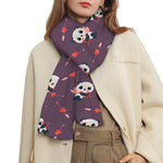 Cute Panda Cupid Valentine Pattern Print Scarf
