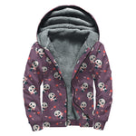 Cute Panda Cupid Valentine Pattern Print Sherpa Lined Zip Up Hoodie