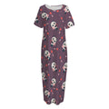 Cute Panda Cupid Valentine Pattern Print Short Sleeve Long Nightdress