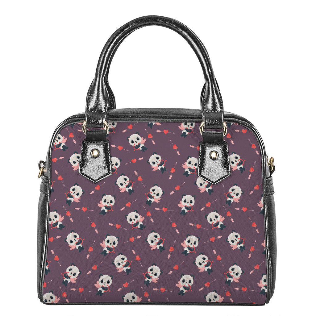 Cute Panda Cupid Valentine Pattern Print Shoulder Handbag