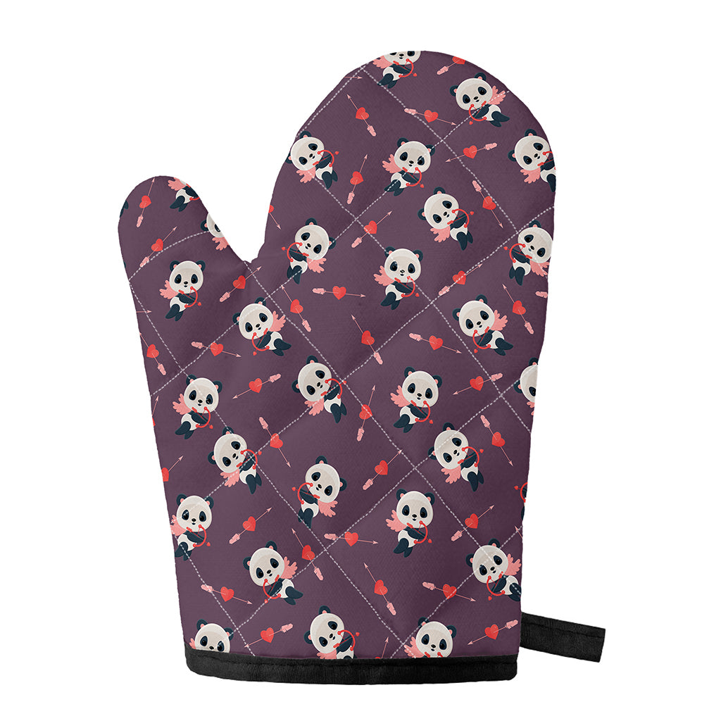 Cute Panda Cupid Valentine Pattern Print Single Oven Mitt