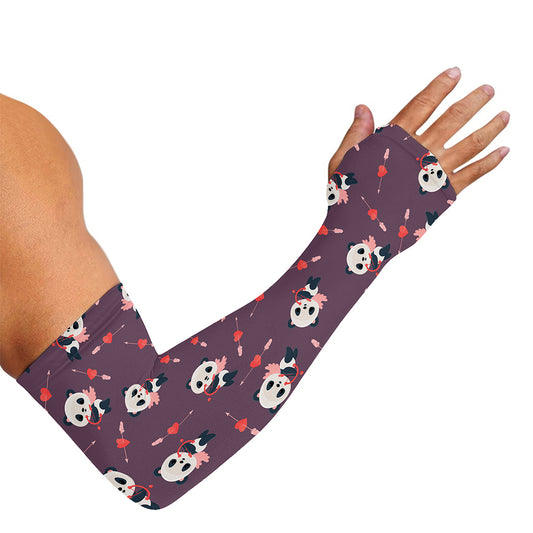 Cute Panda Cupid Valentine Pattern Print Sun Protection Arm Sleeves