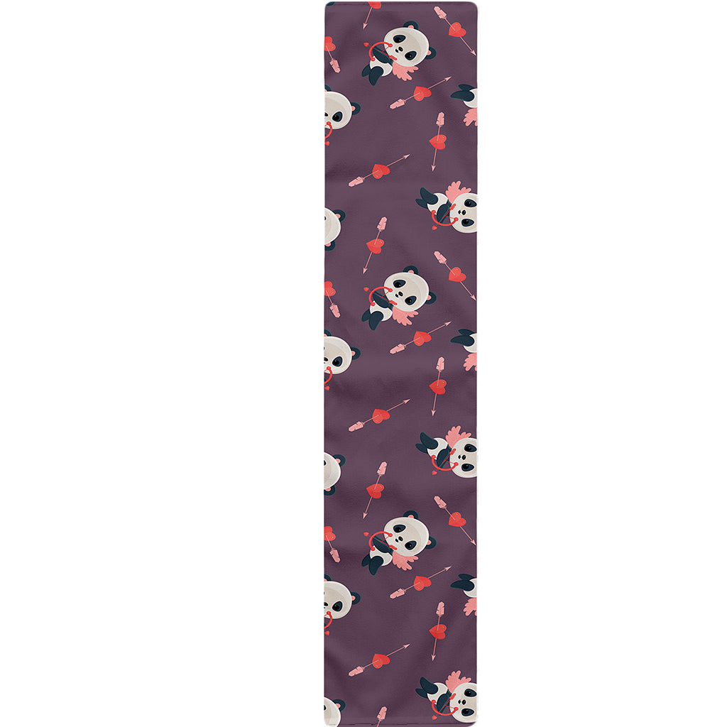 Cute Panda Cupid Valentine Pattern Print Table Runner