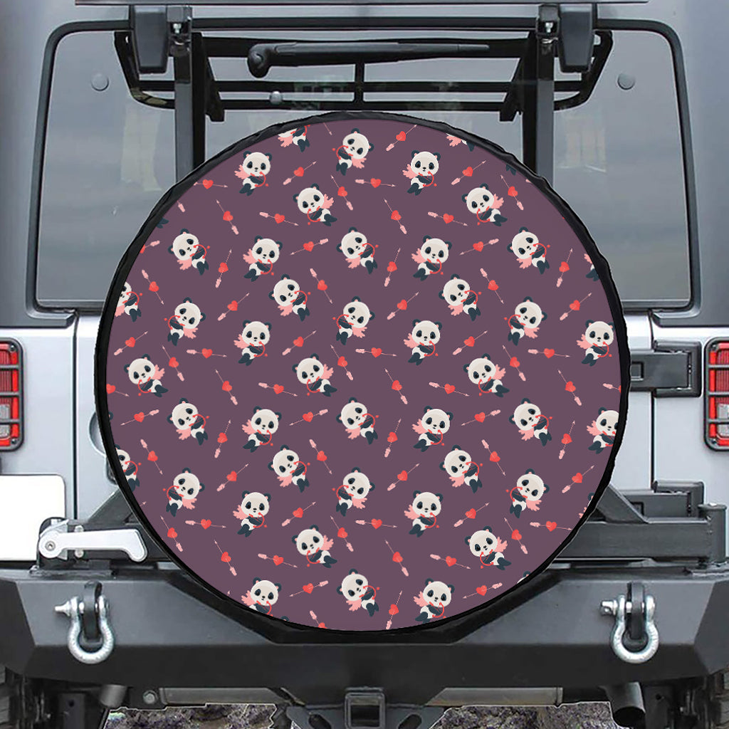 Cute Panda Cupid Valentine Pattern Print Tire Cover
