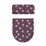 Cute Panda Cupid Valentine Pattern Print Toilet Lid And Tank Cover Set