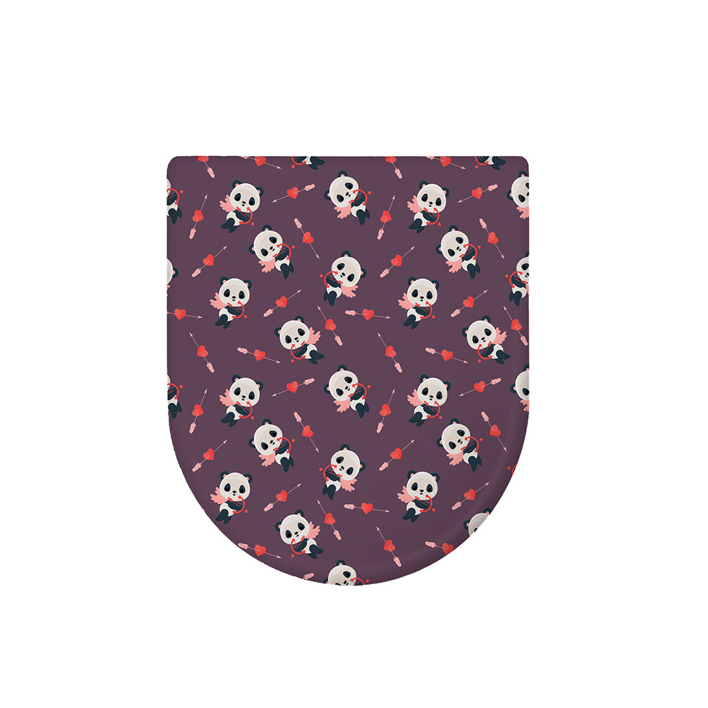 Cute Panda Cupid Valentine Pattern Print Toilet Lid Cover