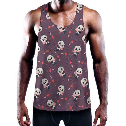 Cute Panda Cupid Valentine Pattern Print Training Tank Top