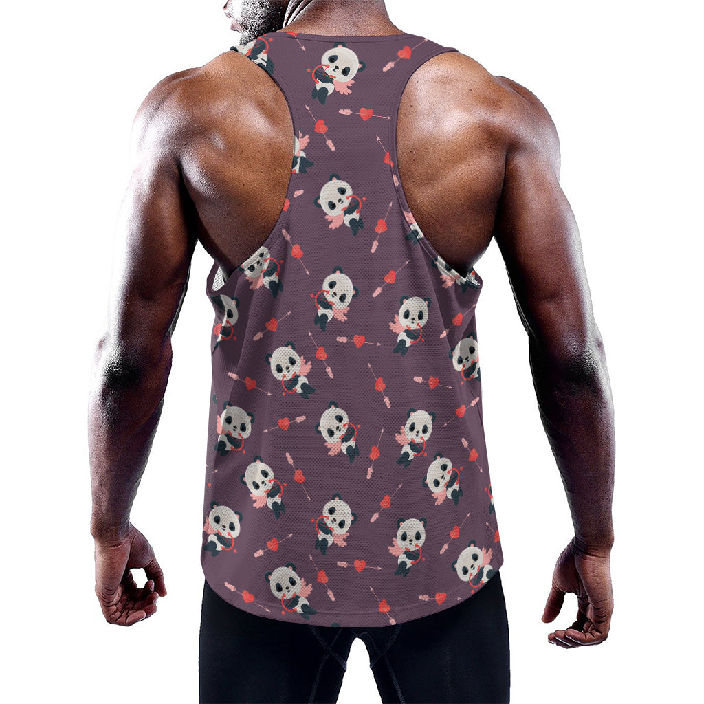 Cute Panda Cupid Valentine Pattern Print Training Tank Top