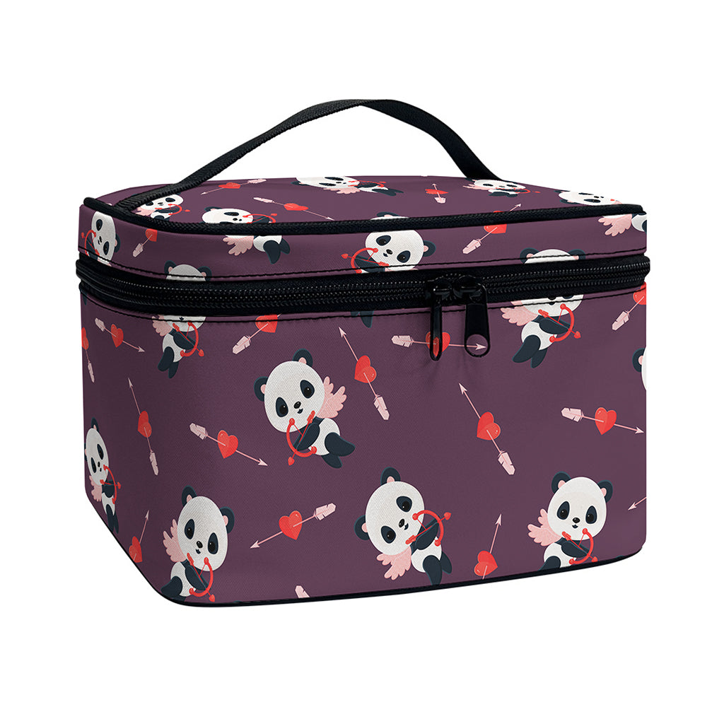 Cute Panda Cupid Valentine Pattern Print Travel Makeup Bag