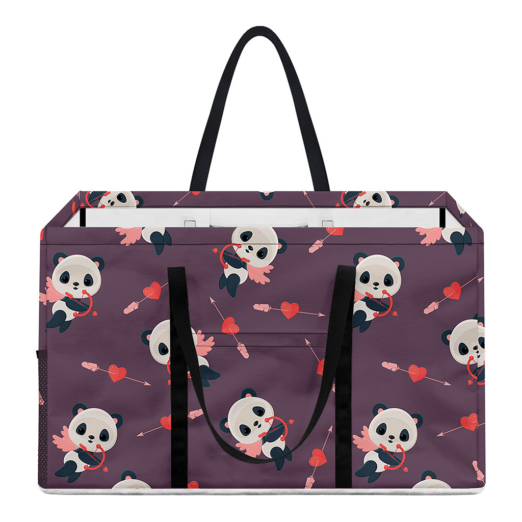 Cute Panda Cupid Valentine Pattern Print Utility Tote Bag