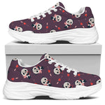 Cute Panda Cupid Valentine Pattern Print White Chunky Shoes