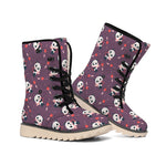 Cute Panda Cupid Valentine Pattern Print Winter Boots