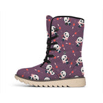 Cute Panda Cupid Valentine Pattern Print Winter Boots