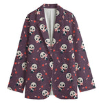 Cute Panda Cupid Valentine Pattern Print Women's Cotton Blazer