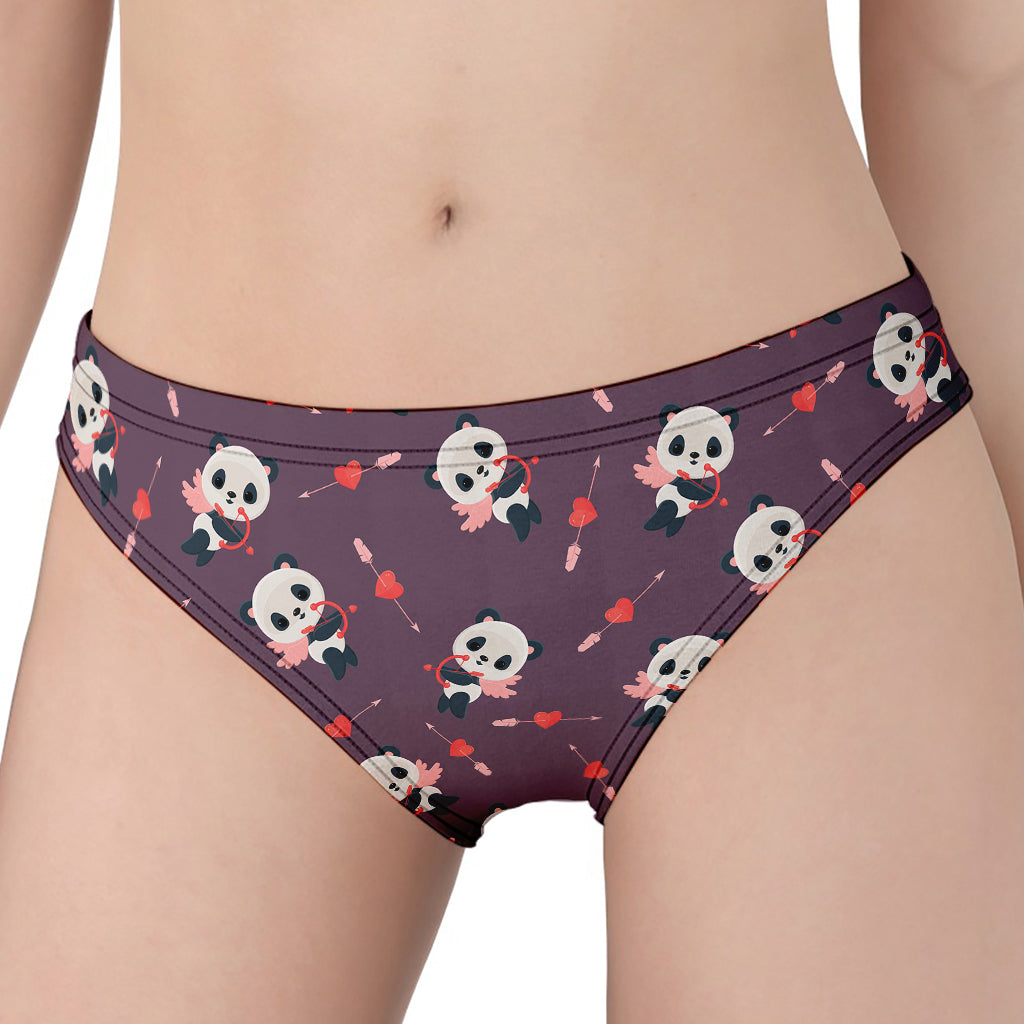 Cute Panda Cupid Valentine Pattern Print Women's Panties