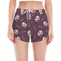 Cute Panda Cupid Valentine Pattern Print Women's Split Running Shorts
