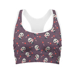 Cute Panda Cupid Valentine Pattern Print Women's Sports Bra