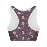 Cute Panda Cupid Valentine Pattern Print Women's Sports Bra