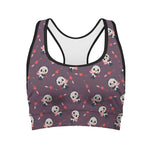 Cute Panda Cupid Valentine Pattern Print Women's Sports Bra