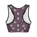 Cute Panda Cupid Valentine Pattern Print Women's Sports Bra