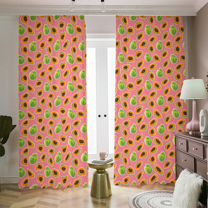 Cute Papaya Pattern Print Blackout Pencil Pleat Curtains