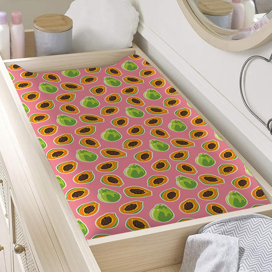 Cute Papaya Pattern Print Changing Pad Cover