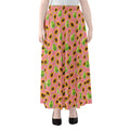 Cute Papaya Pattern Print Chiffon Maxi Skirt