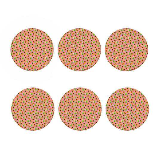 Cute Papaya Pattern Print Coaster Set