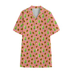 Cute Papaya Pattern Print Cotton Hawaiian Shirt