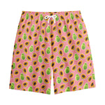 Cute Papaya Pattern Print Cotton Shorts