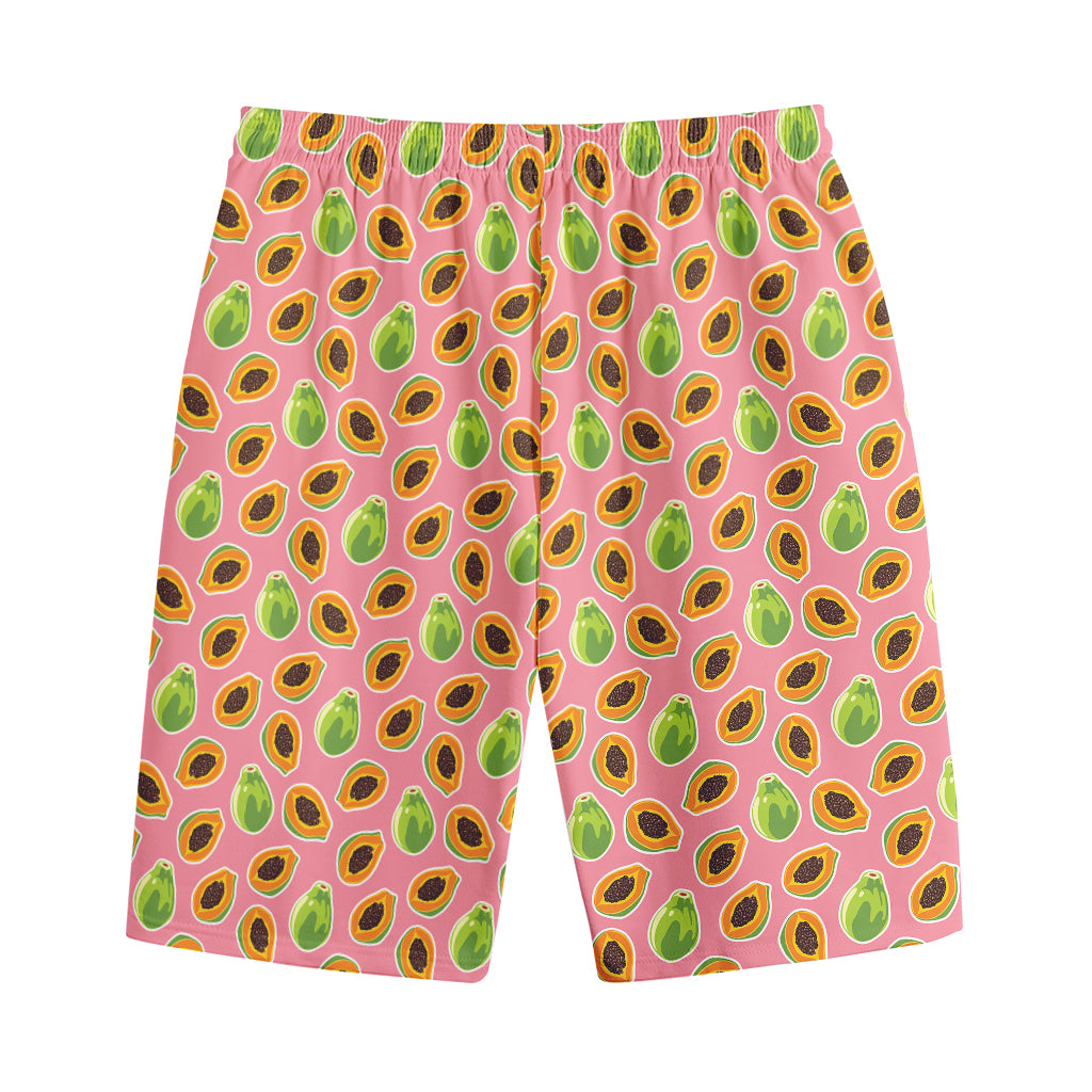 Cute Papaya Pattern Print Cotton Shorts