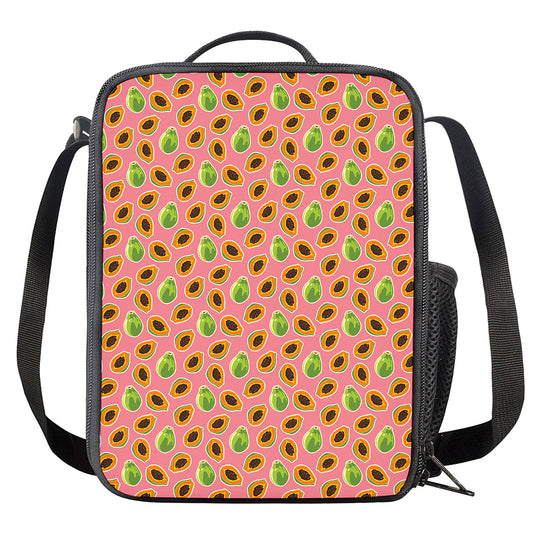 Cute Papaya Pattern Print Crossbody Lunch Bag
