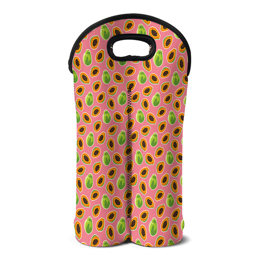 Cute Papaya Pattern Print Double Neoprene Wine Tote
