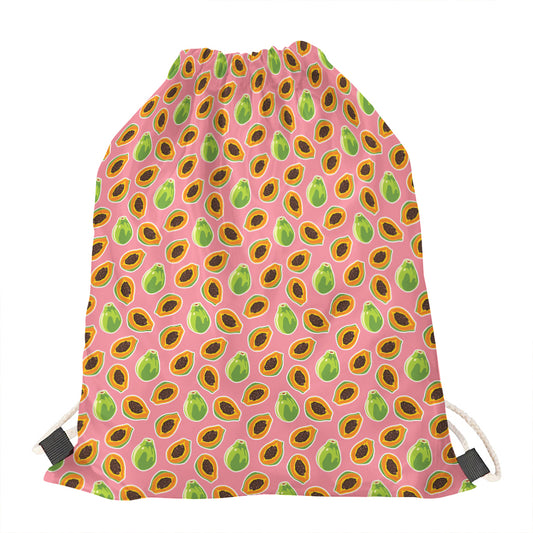 Cute Papaya Pattern Print Drawstring Bag