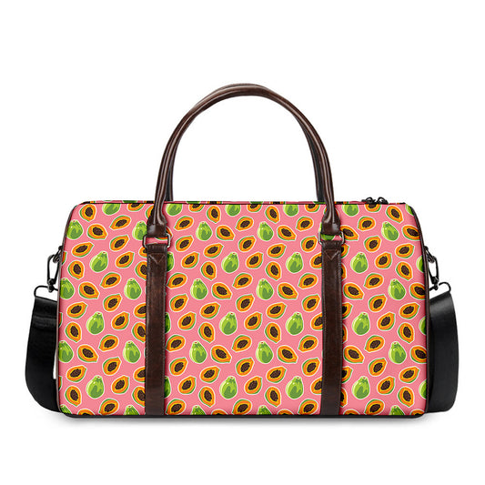 Cute Papaya Pattern Print Duffle Bag