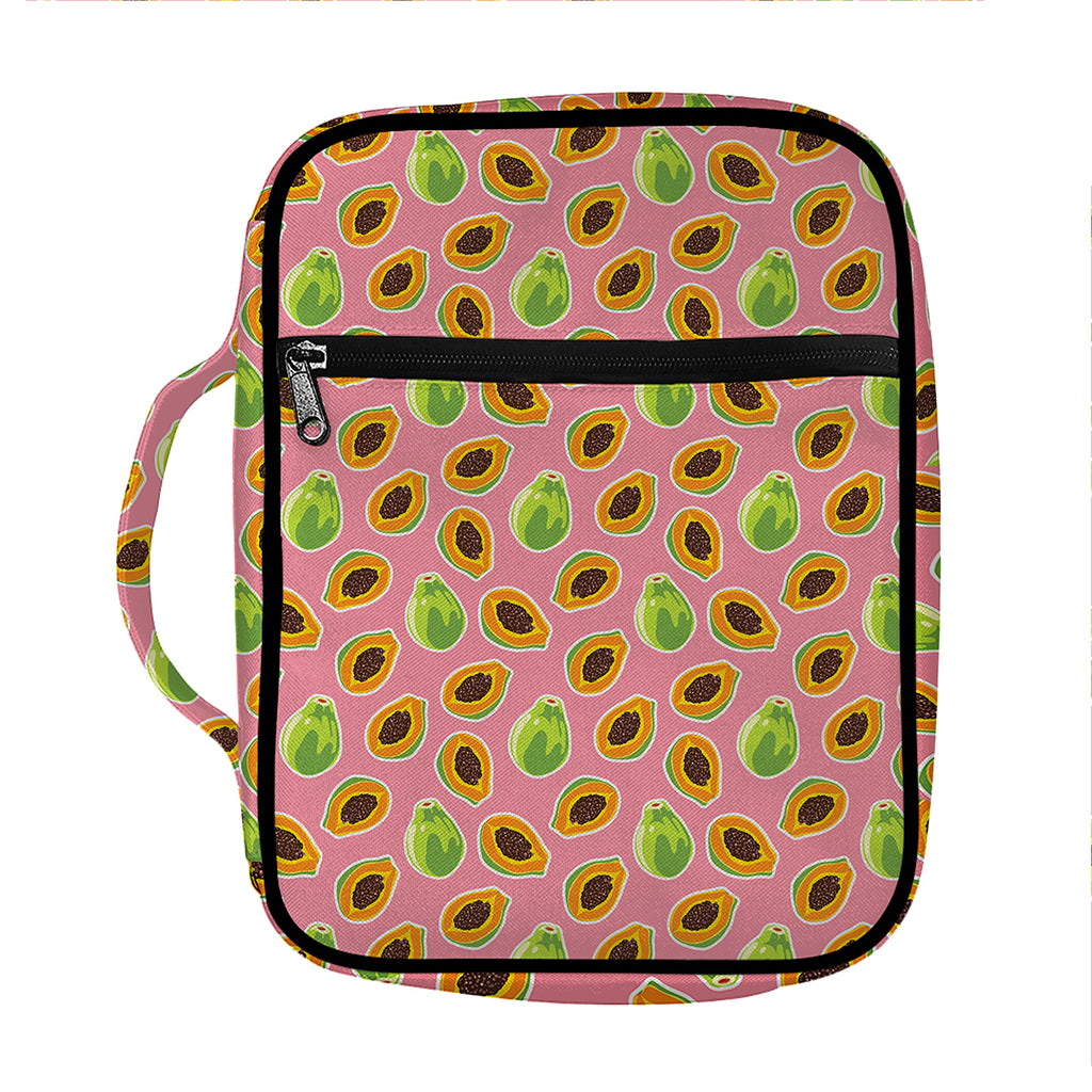 Cute Papaya Pattern Print Front Pocket Bible Bag