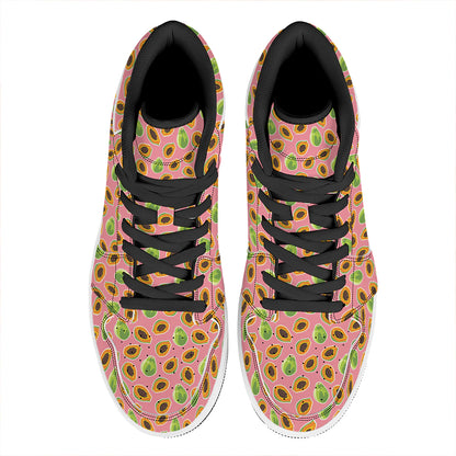 Cute Papaya Pattern Print High Top Leather Sneakers