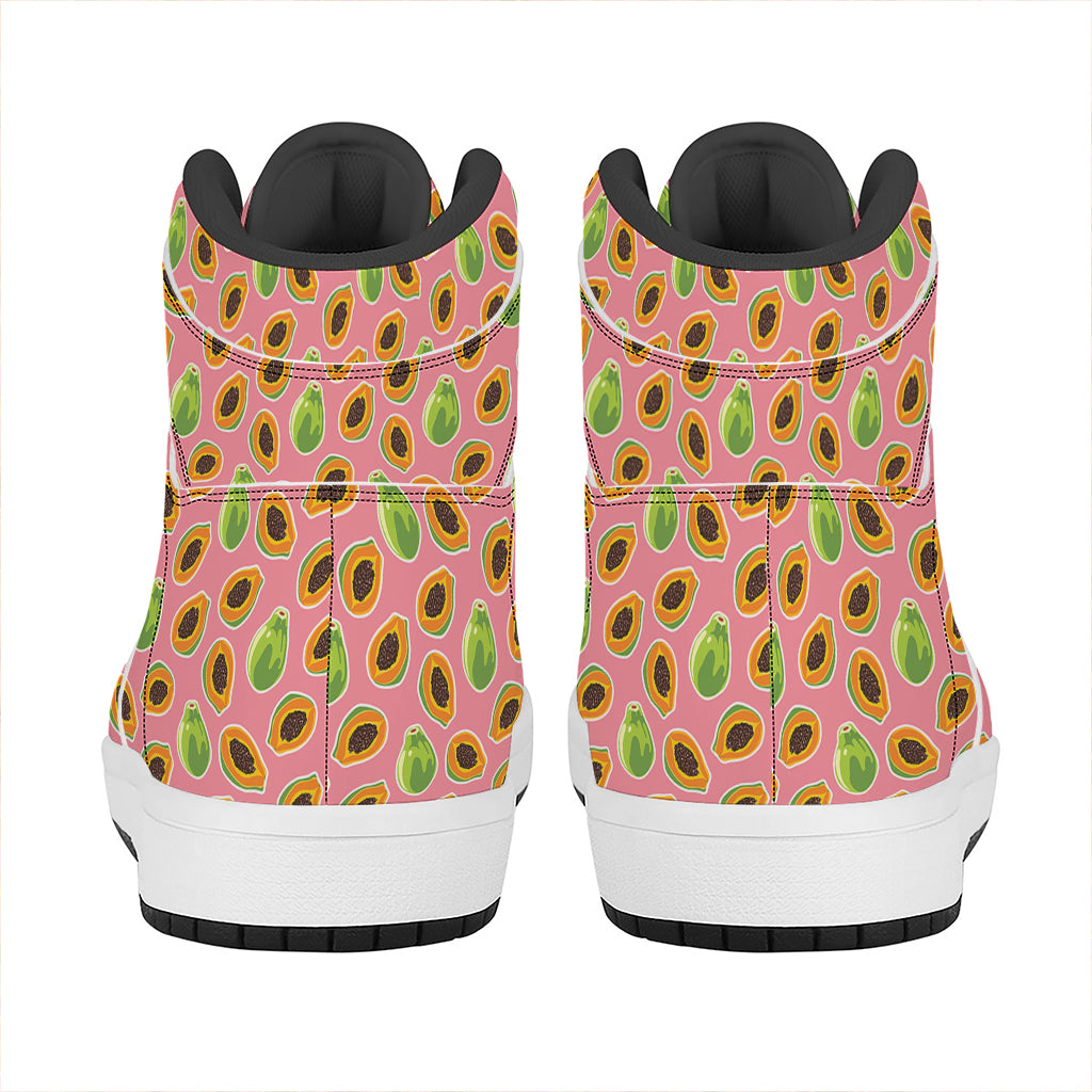 Cute Papaya Pattern Print High Top Leather Sneakers