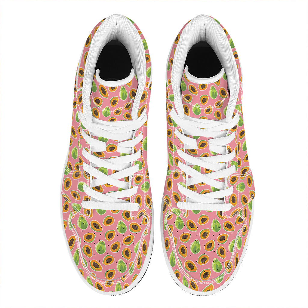 Cute Papaya Pattern Print High Top Leather Sneakers