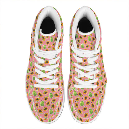 Cute Papaya Pattern Print High Top Leather Sneakers