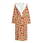 Cute Papaya Pattern Print Hooded Bathrobe