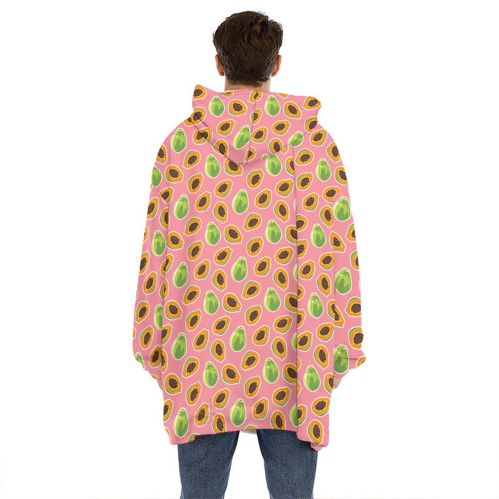 Cute Papaya Pattern Print Hoodie Blanket
