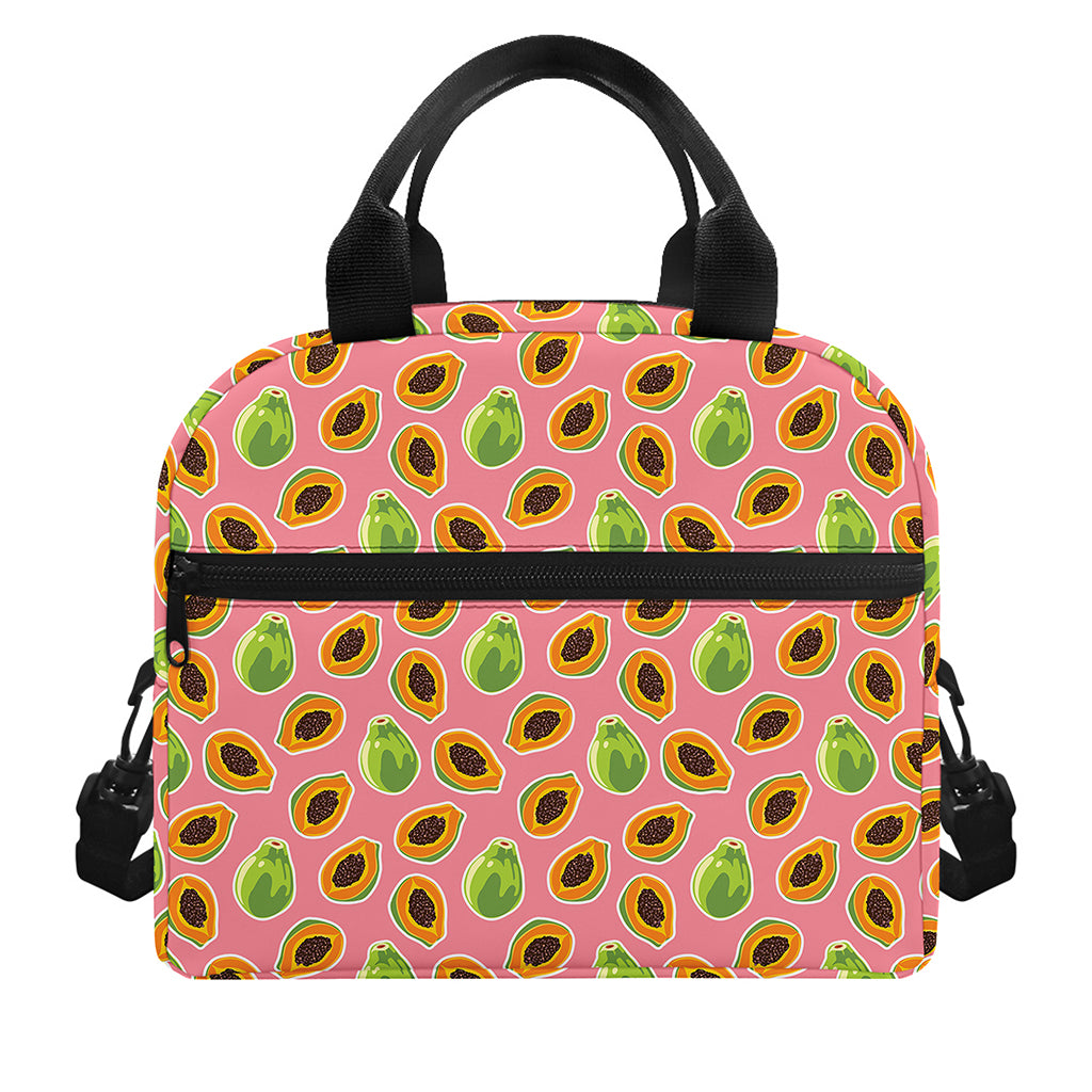 Cute Papaya Pattern Print Insulated Lunch Bag