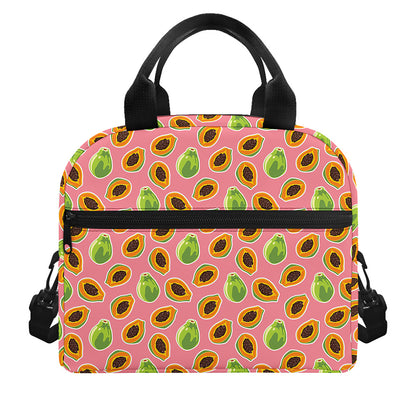 Cute Papaya Pattern Print Insulated Lunch Bag