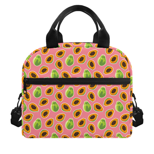 Cute Papaya Pattern Print Insulated Lunch Bag