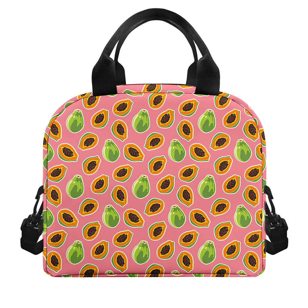 Cute Papaya Pattern Print Insulated Lunch Bag